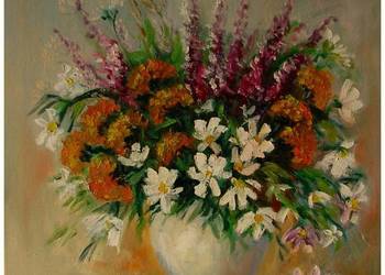 Bukiet polnych kwiatów obraz olejny 40cm-40cm dostępny