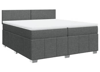 Łóżko kontynentalne z materacem ciemnoszara tkanina 200x200 cm WM-3289469