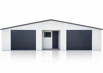 Garaż Blaszany z pomieszczeniem gospodarczym 12x5m Biały RAL + Ciemny Grafi