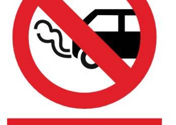 Naklejka BHP Nie zostawiać włączonych silników spalinowych GC020