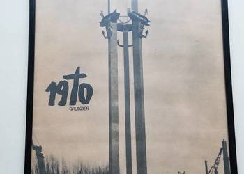 Plakat z widokiem na Pomnik Poległych Stoczniowców