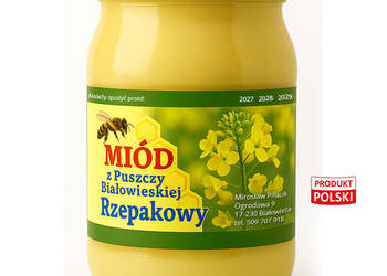 Miód rzepakowy naturalny z okolic Puszczy Białowieskiej