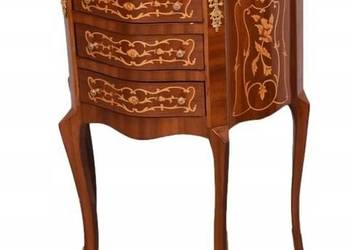 Drewniany Stolik - Komoda Nakastlik Szafka - 3 Szuflady - Okucia Mosiężne