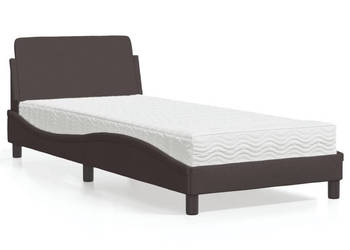 Łóżko z materacem brązowe obite tkanną 80x200 cm WM-3208287