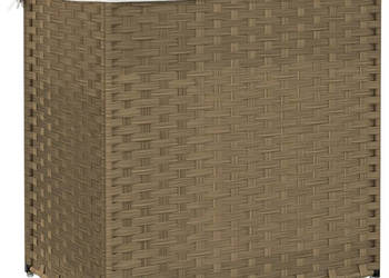 Kosz na pranie z 2 komorami 53x35x57 cm polirattan WM-372034