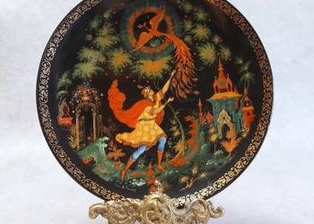 PORCELANOWY KOLEKCJONERSKI TALERZ Lomonosov PALEKH Ivan Tsarevich i ognisty
