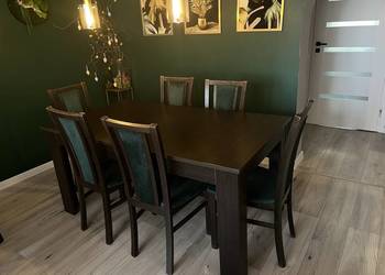 Stół rozkładany 160–210 cm + 6 krzeseł Agata Meble Amon | wenge | welur zie