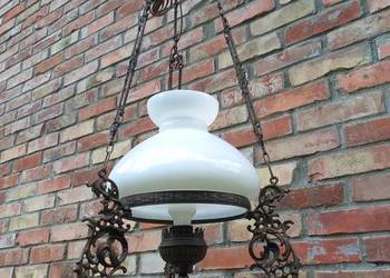 Żyrandol mosiężny metalowy z ceramiką ze szklanym kloszem Lampa (582)
