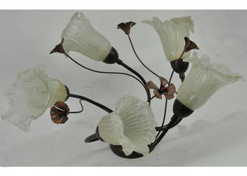 Żyrandol kwiatowy z 5 szklanymi kloszami – lampa sufitowa