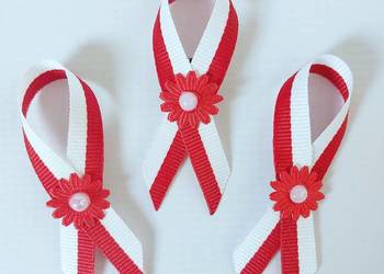 Kotylion narodowy kokardka kwiatuszek perełka 5 szt