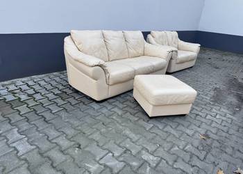 Okazja !!! Komplet  sofa 3+2 włoska skóra naturalna
