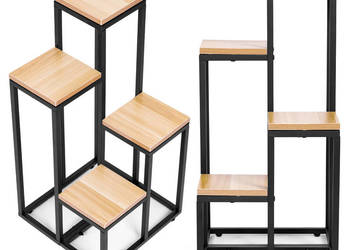 Kwietnik regał na kwiaty ozdoby 4 półki metal MDF jasny orzech ModernHome