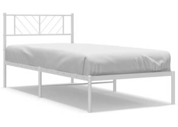 vidaXL Metalowa rama łóżka z wezgłowiem, biała(SKU:372219)