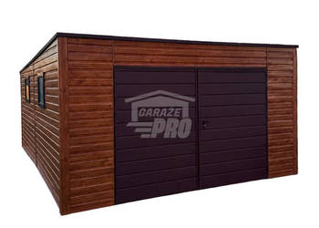 Garaż blaszany 4,5x6 m brama dwuskrzydłowa 2x okno  GP762