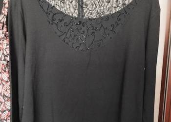 Elegancka bluzka damska czarna zdobiona długi rękaw