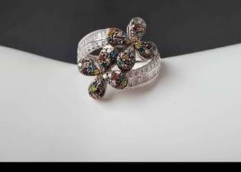 Pierścionek ze srebra 925, diamenty naturalne