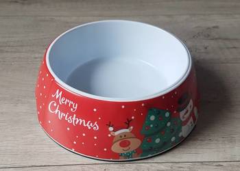 Świąteczna miska dla psa czerwona