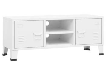 Industrialna szafka pod TV biała 105x35x42 cm metalowa WM-339619