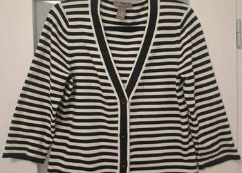 Casualowy kardigan w marynarskie paski, rękawy 3/4, rozmiar L, stan bdb
