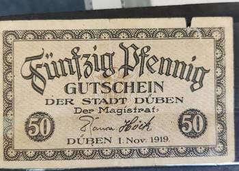 Banknot 1919 Republika Weimarska Duben 50Pfennig