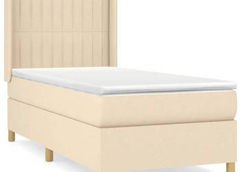 Łóżko kontynentalne z materacem kremowe tkanina 90x200 cm WM-3132126