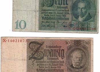 2 banknoty 1929 r. 10 marek i 20 marek rzadkie serie