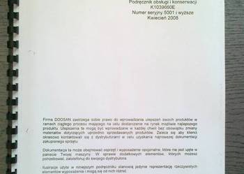 Instrukcja obsługi DTR ładowarka kołowa DOOSAN DL450