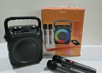 Głośnik Karaoke Bluetooth RGB + 2 Mikrofony Bezprzewodowe USB AUX