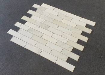 Mozaika Bianco Calacatta Gold Bricks Cegiełka polerowana