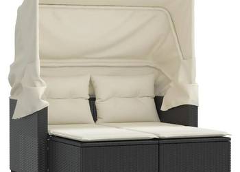 vidaXL 2-os. sofa ogrodowa z daszkiem i podnóżkami, czarna(SKU:365780)