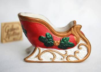 Sanie św. Mikołaja ceramika, sanki, ozdoba świąteczna, Boże Narodzenie