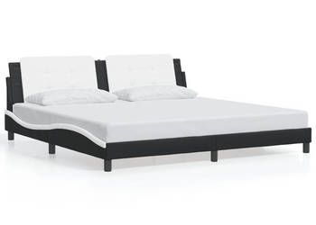 Rama łóżka z zagłówkiem czarno-biała ekoskóra 200x200 cm WM-3208210