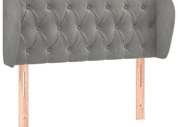 Zagłówek uszak jasnoszary 103x23x78/88 cm aksamitny WM-3117522