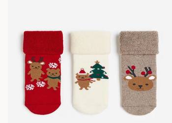 H&M Skarpetki dziecięce świąteczne frotte 3 pack 13/15