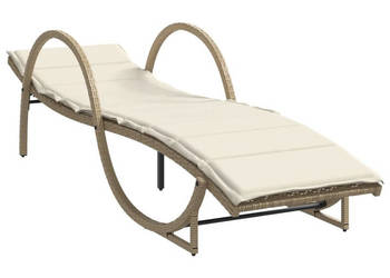 Leżak z poduszką beżowy 60x199x42 cm polirattan WM-368260
