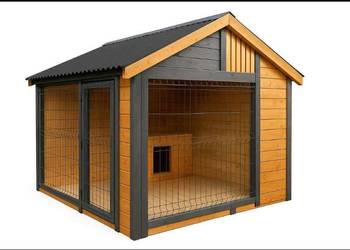 Kojec drewniany efektowny nowoczesny lamele  3×2 buda dla psa boks box