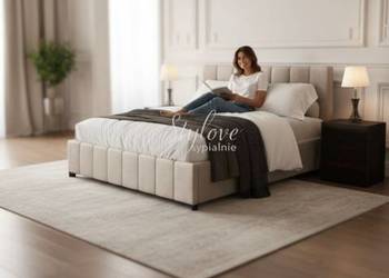 Łóżko tapicerowane Prada z pojemnikiem i stelażem metalowym