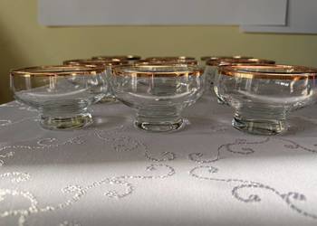 Pucharki Deserowe Vintage Lata 50 Szkło ze Złotą Obramówką 100 ml Retro