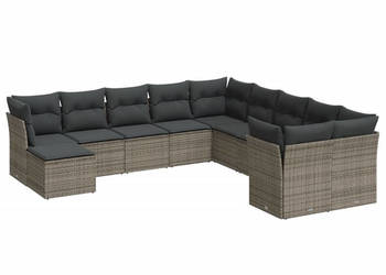11-cz. zestaw mebli ogrodowych z poduszkami szary rattan PE WM-3218610