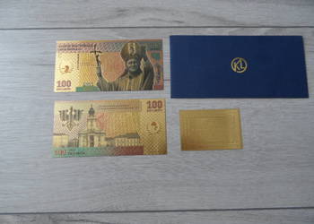 100 Denarów Jan Paweł  II  banknot pozłacany