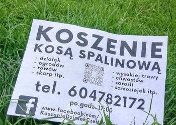 Koszenie KOSĄ SPALINOWĄ działek ogrodów wysokiej trawy