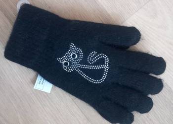 czarne rękawiczki z kotem Aura Via