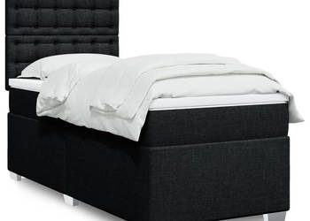 Łóżko kontynentalne z materacem czarne tkanina 90x190 cm WM-3292659