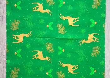 Zestaw 12 serwetek świąteczne jeleń na zielonym tle 40,5x40,5cm