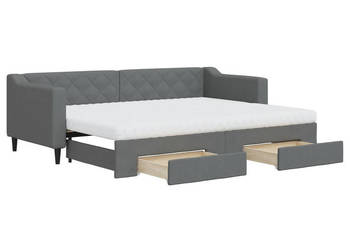 Sofa rozsuwana z szufladami ciemnoszara tkanina 80x200 cm WM-3197476