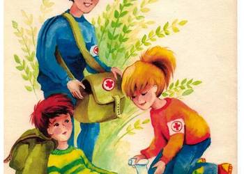 Plakat PCK młodzież PRL oryginalny 1987 rok Joanna Sedlaczek Vintage
