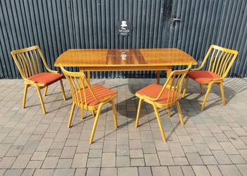 Stół JITONA+ krzesła TON proj. L Volák, Czechosłowacja '60 Design, Prl