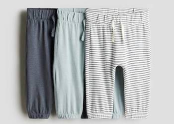 Spodnie niemowlęce H&M 56 3 pack bawełna