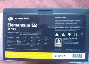 Zasilacz Silentiumpc Elementum E2 Si450 450 wat 100% sprawny certyf.80plus