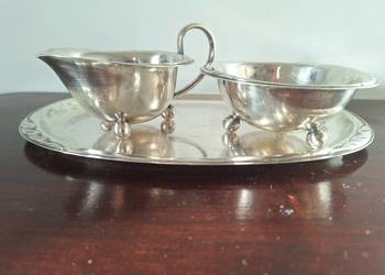 WMF posrebrzany zestaw cukierniczka mlecznik taca Art Deco